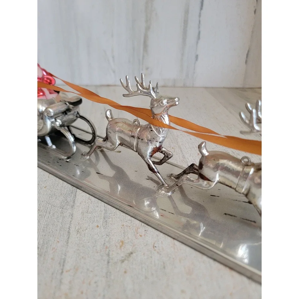 Santa Claus AS IS vintage sleigh unique table top Xmas home decor reindeer